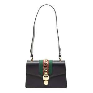 GUCCI Authentic Blue Leather Sylvie Shoulder Bag